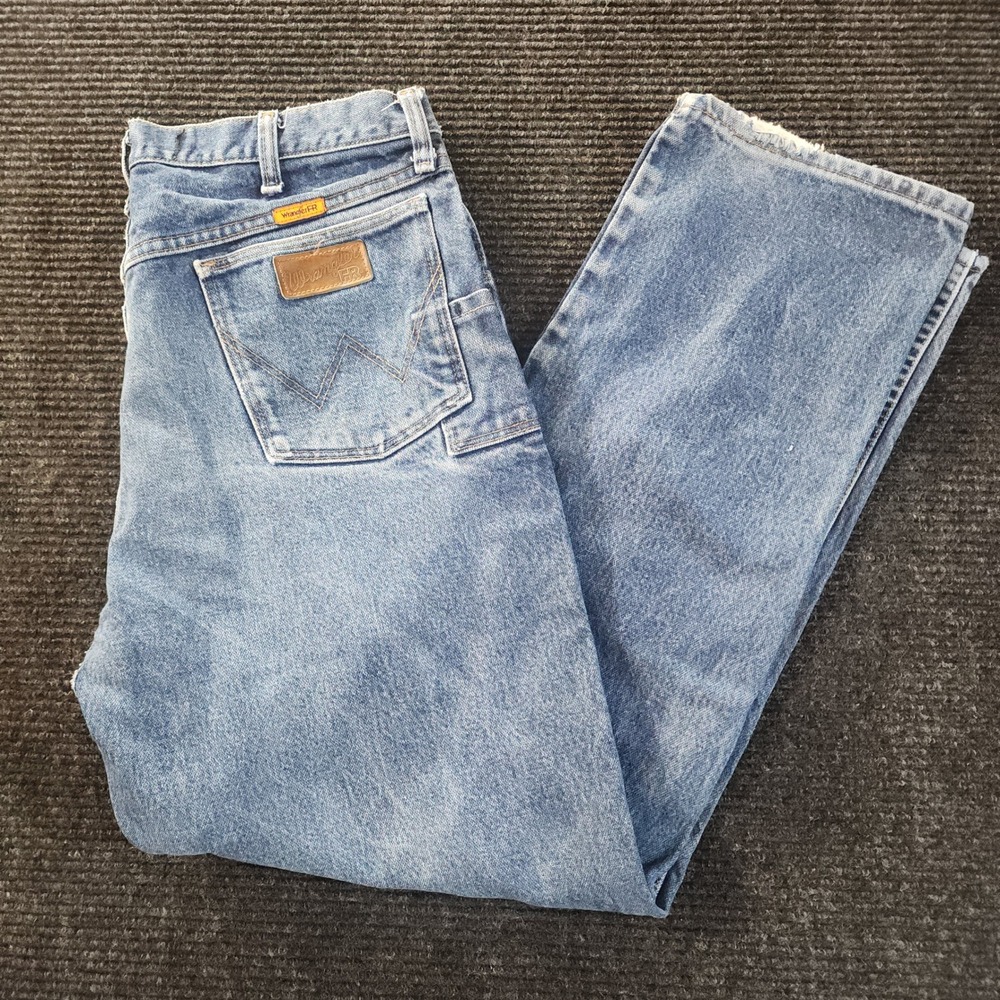 Wrangler FR Flame Resistant Relaxed Fit Jeans Mens 36x32 Blue Denim FR3W0WZ